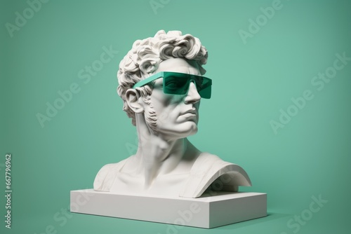 3D model of a human with sunglasses in the style of neoclassical compositions