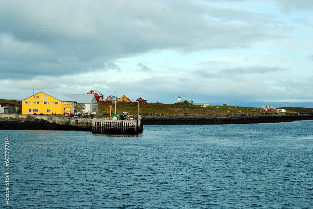 Leaving Flatey island in Breidafjördur fjord, on the ferry Baldur