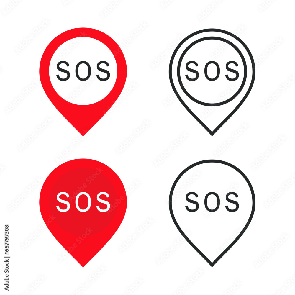 Sos pin location. Illustration vector Sos pin location. Illustration vector