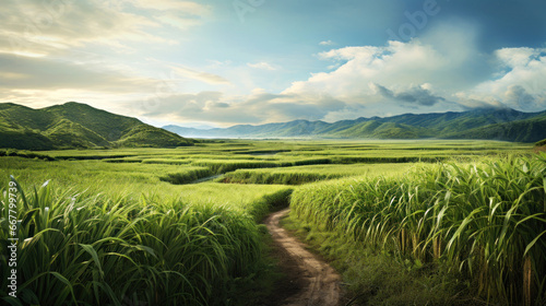 Sugarcane fields grow in the tropics. photo
