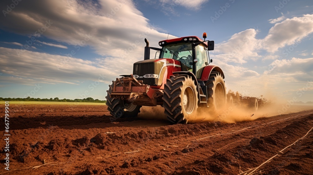 Fototapeta premium Prepare the soil by plowing to create a suitable seedbed.