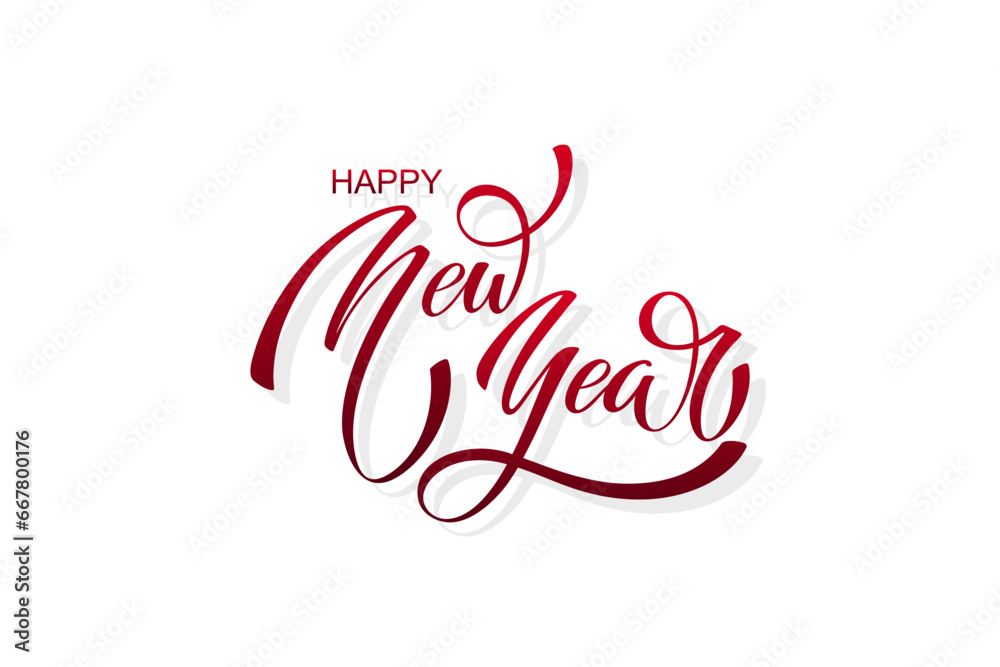Happy New Year hand lettering calligraphy. Vector holiday illustration element. Typographic element Happy New Year hand lettering calligraphy. Vector holiday illustration element. Typographic element