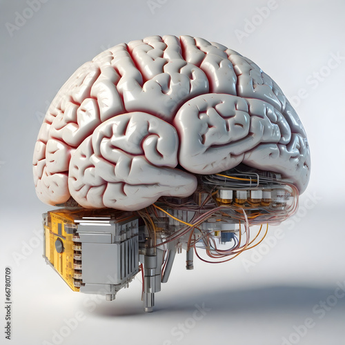 Human brain with implant processor AI Generate