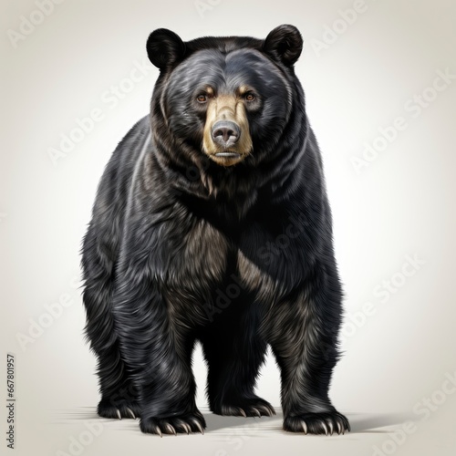 American Black Bear, Cartoon 3D , Isolated On White Background 