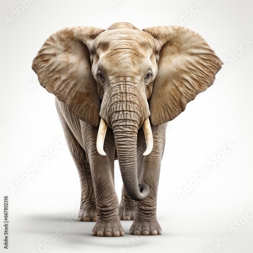 Asian Elephant, Cartoon 3D , Isolated On White Background 