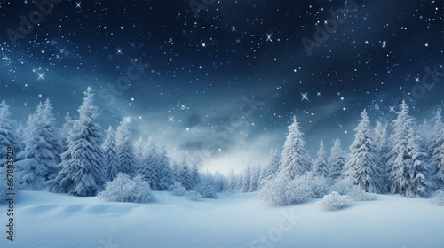 a winter night with many snow covering © Summiyya