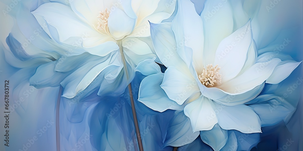 AI Generated. AI Generative. Blue lotis lily flower drawing painting decoration background. Elegant bloom blossom spring inspiration template