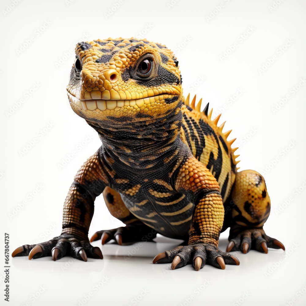 Gila Monster, Cartoon 3D , Isolated On White Background Gila Monster, Cartoon 3D , Isolated On White Background