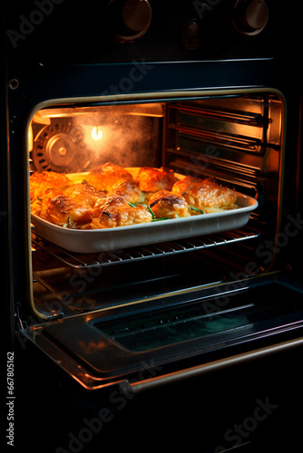 The food is cooked in the oven. Generative AI,