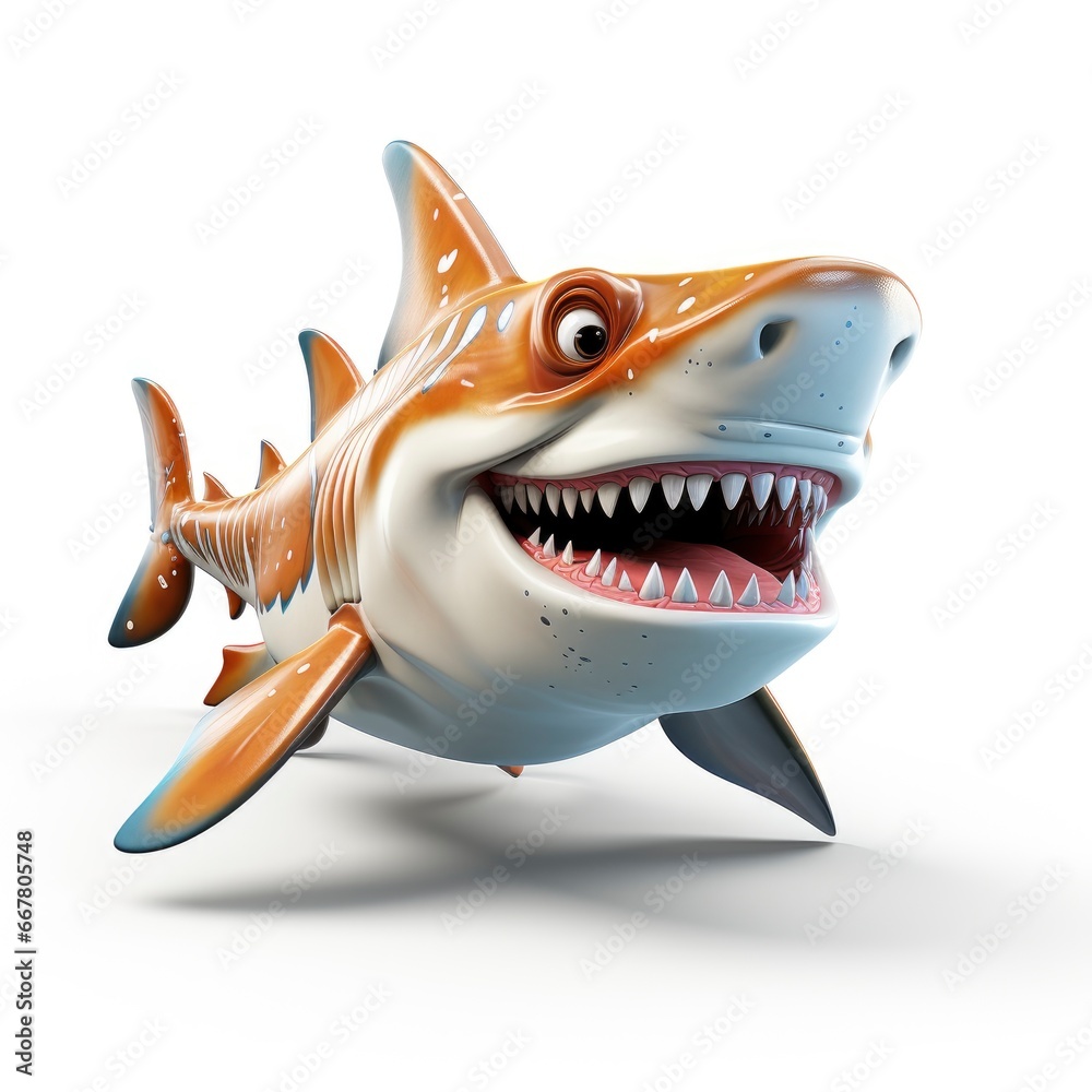 Hammerhead Shark , Cartoon 3D , Isolated On White Background Hammerhead Shark , Cartoon 3D , Isolated On White Background