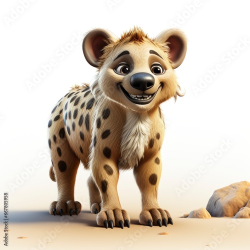 Hyena , Cartoon 3D , Isolated On White Background 