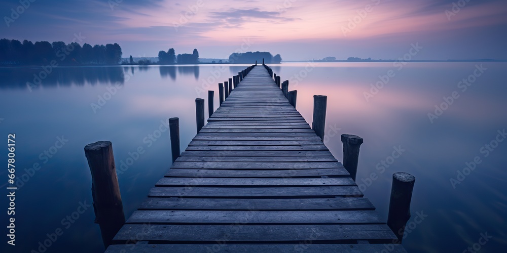 AI Generated. AI Generative. Dock wooden pier at sunset. Romantic relaxing vibe background. Graphic Art AI Generated. AI Generative. Dock wooden pier at sunset. Romantic relaxing vibe background. Graphic Art