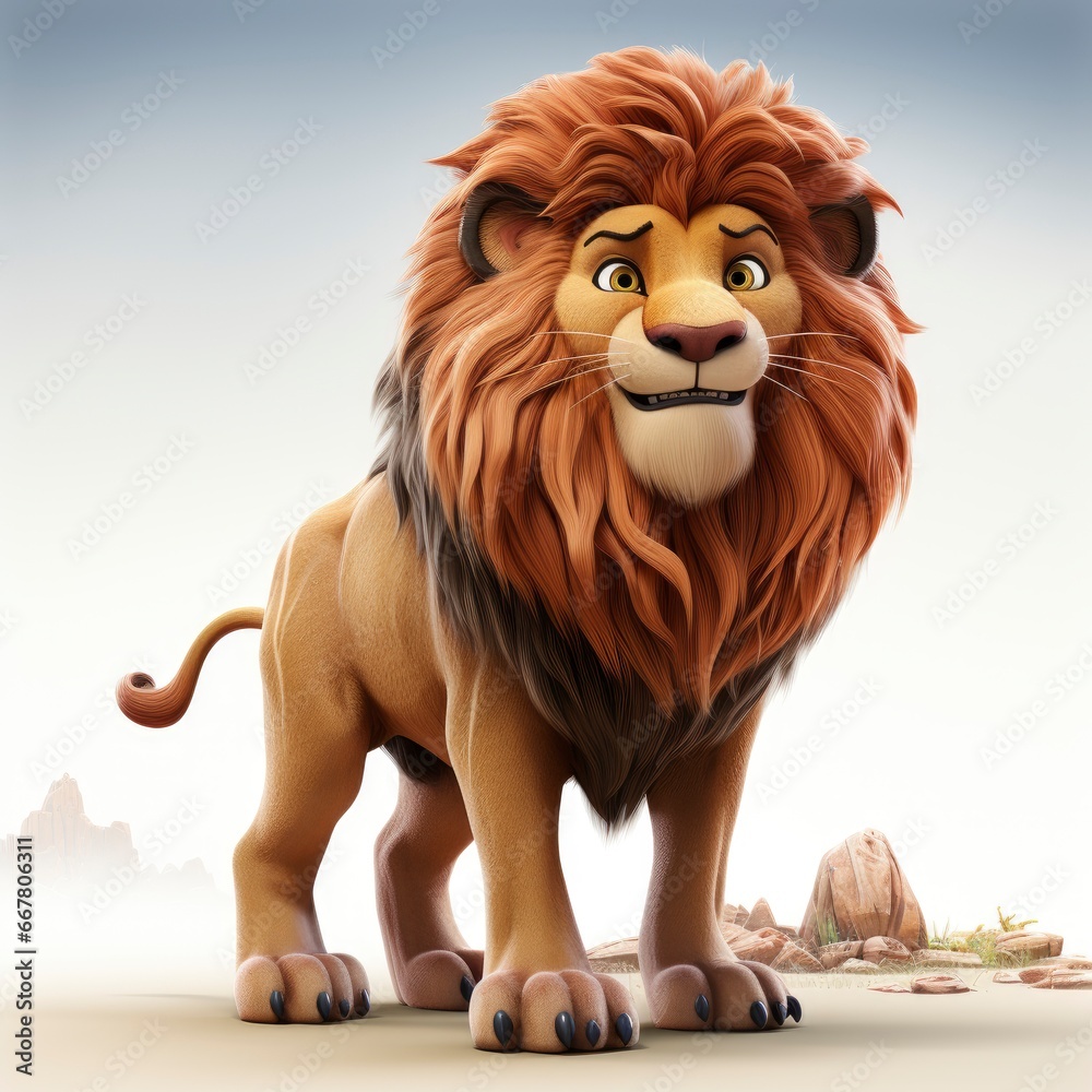 Lion, Cartoon 3D , Isolated On White Background Lion, Cartoon 3D , Isolated On White Background