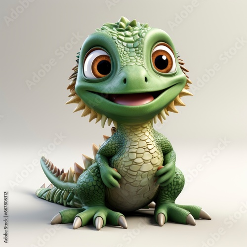 Lizard   Cartoon 3D   Isolated On White Background 