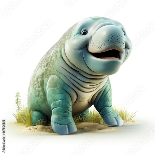 Manatee, Cartoon 3D , Isolated On White Background  © ACE STEEL D