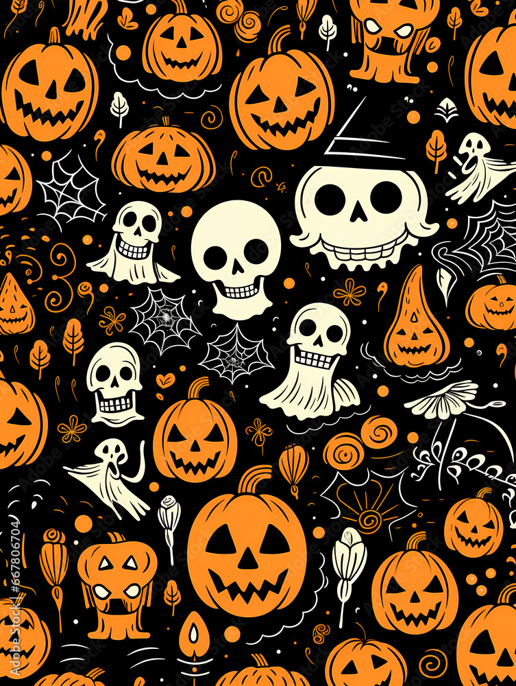 Halloween pumpkin skull background wallpaper poster PPT