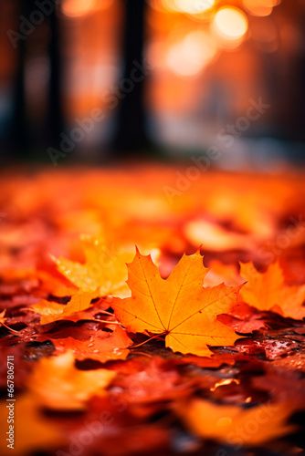 Autumn leaves in the park. Generative AI,