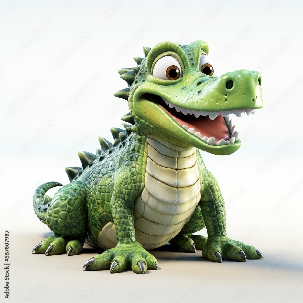 Fototapeta premium Saltwater Crocodile ,Cartoon 3D , Isolated On White Background