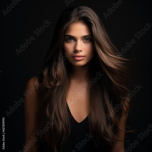 portrait of a long hair brunette woman