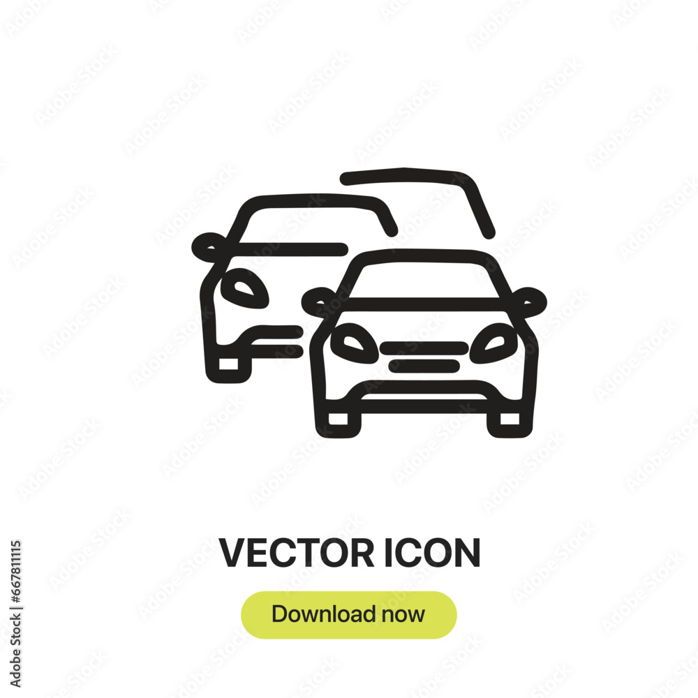Traffic Jam icon vector. Linear-style sign for mobile concept and web design. Traffic Jam symbol illustration. Pixel vector graphics - Vector.