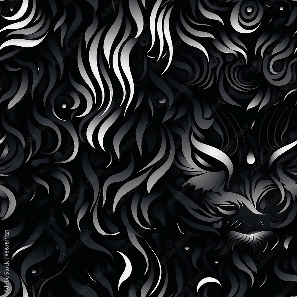 Feline Elegance in Monochrome Pattern