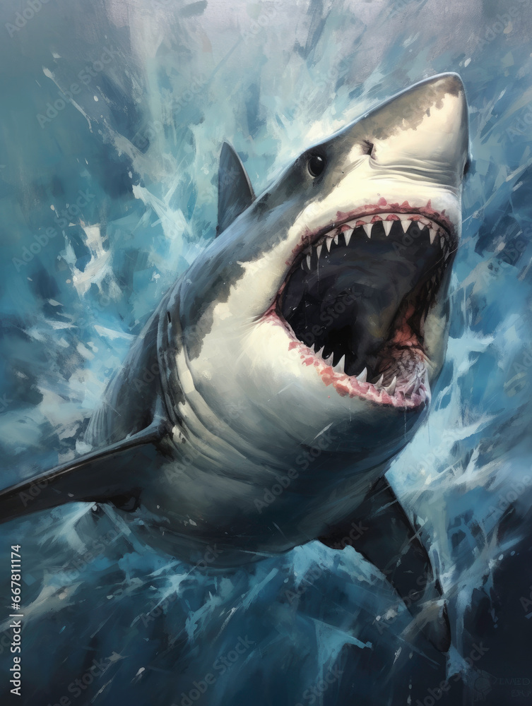 Naklejka premium watercolor shark Poster