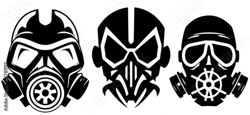 set of gas masks silhouette 