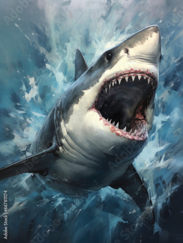 watercolor shark Poster