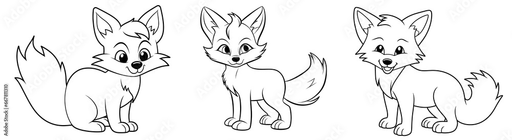 Cute fox, simple thick lines kids and preschool children cartoon coloring book pages. Generative AI
Cute fox, simple thick lines kids and preschool children cartoon coloring book pages. Generative AI