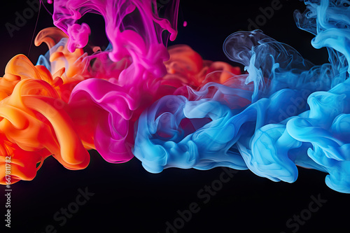 Vibrant Watercolor Fusion Colorful Mixed Liquid Splashes Creating a Captivating Banner Background in Water. created with Generative AI © photobuay
