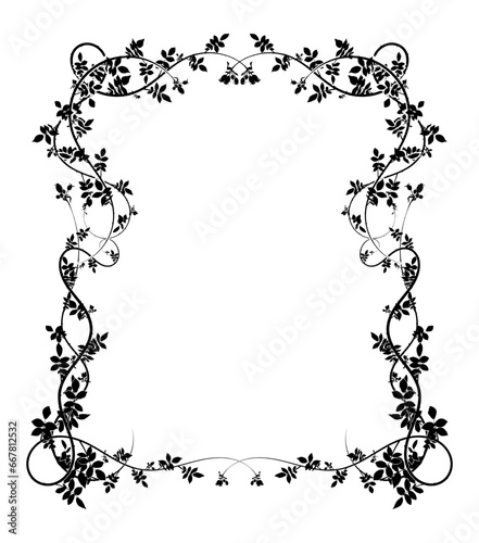 large complex frame pattern with rose hip climbing