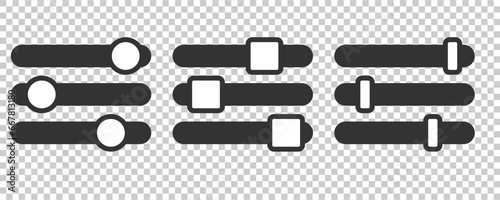 Filter control icon, button switch Settings filter Set of customization and settings icons Settings Preferences isolated on transparent background eps10