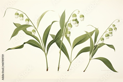 Antique illustration of polygonatum latifolium vulgare. Generative AI photo