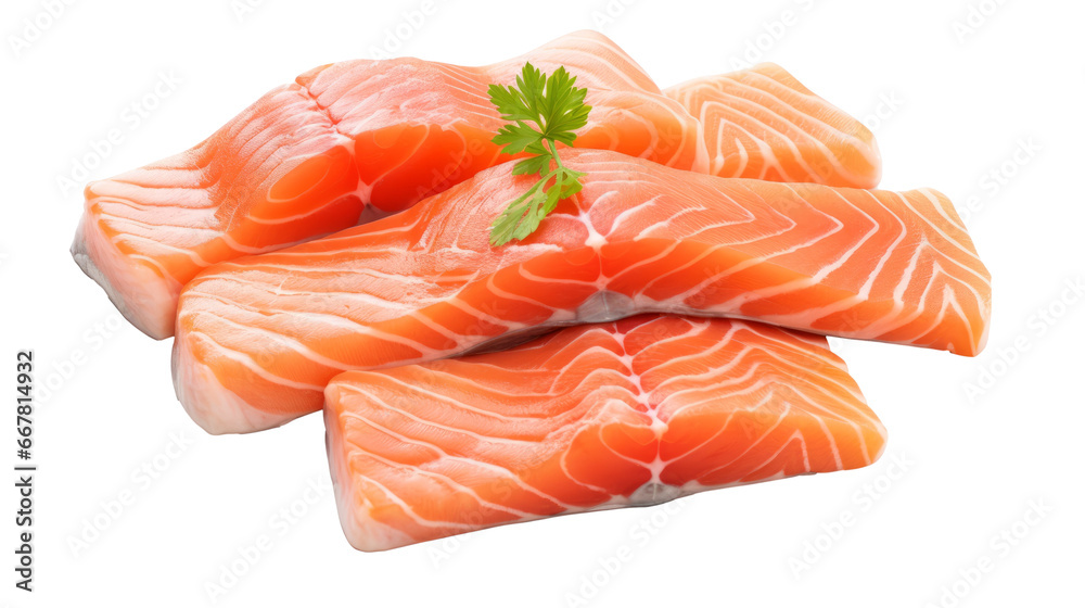 Salmon Steak Slices - Top View Isolated on White Transparent Background, Fresh Raw Seafood Portions for Cooking, Gourmet Food Photography, PNG Salmon Steak Slices - Top View Isolated on White Transparent Background, Fresh Raw Seafood Portions for Cooking, Gourmet Food Photography, PNG