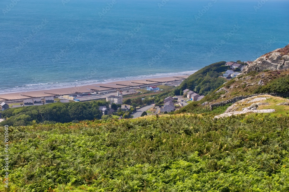 view of the coast of the sea and town