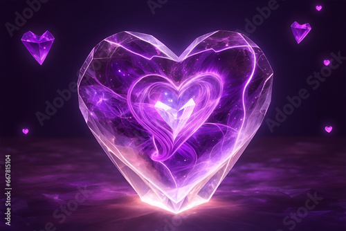 A glowing heart shape abstract background 