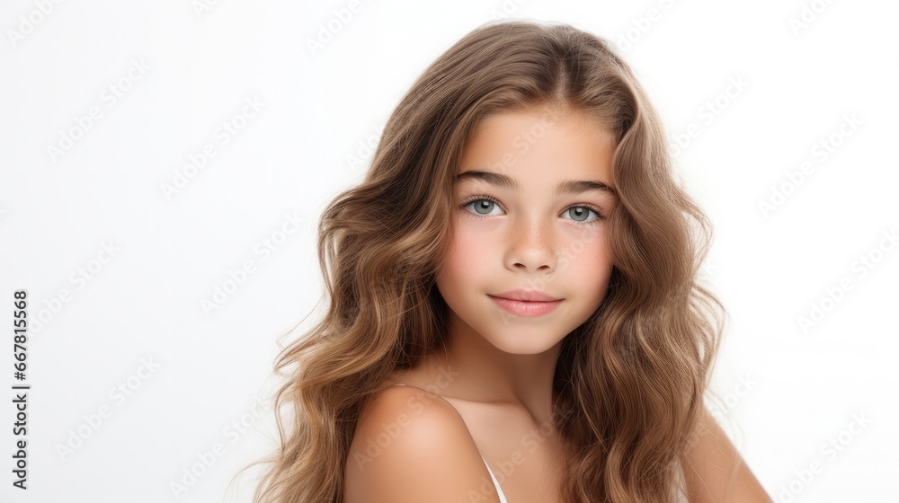 photo portrait of a beautiful young caucasian white American model teen girl looking forward. child ad with copy space, children, beauty, pretty photo portrait of a beautiful young caucasian white American model teen girl looking forward. child ad with copy space, children, beauty, pretty