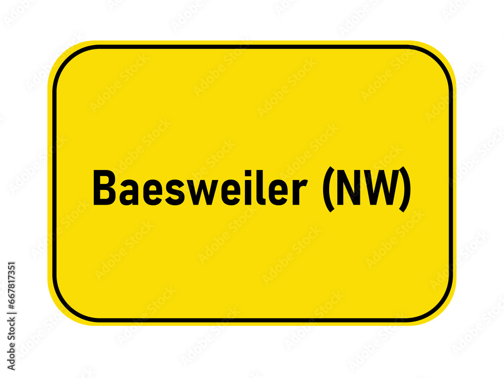 German yellow town entrance sign Baesweiler NW

