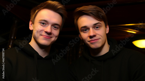 Young men in black hoodies,...