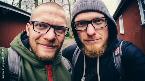 Two men in hoodies and glas...