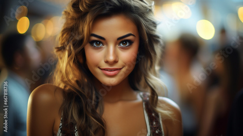 Young woman in dirndl, smil...