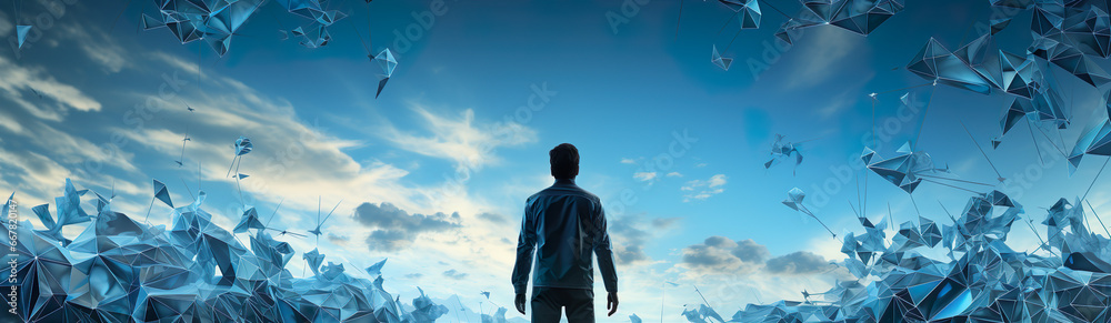 Illustration On The Theme Of Business And Man, Space And Environment. Generative AI Illustration On The Theme Of Business And Man, Space And Environment. Generative AI