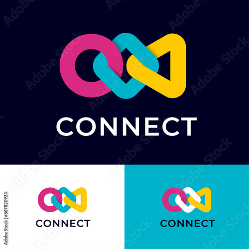 Connect logo. The circle, square and triangle are connected to each other like a chain.
