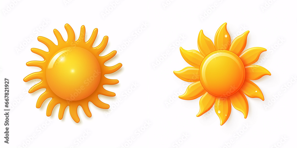 Sun icon set for weather design with realistic style..A realistic assortment of sun icons for weather design. - obrazy, fototapety, plakaty 