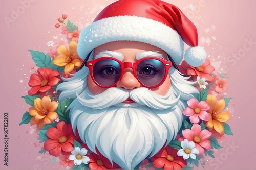 santa claus with flowers