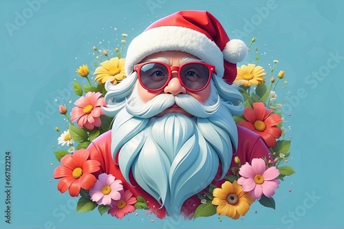 santa claus with flowers
