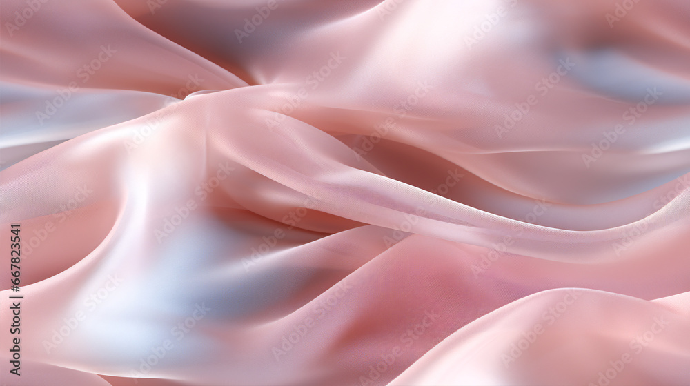 Obraz premium Bright tulle in pink and off-white shades shimmering in the rays of the sun, with crisp diagonal pleats.