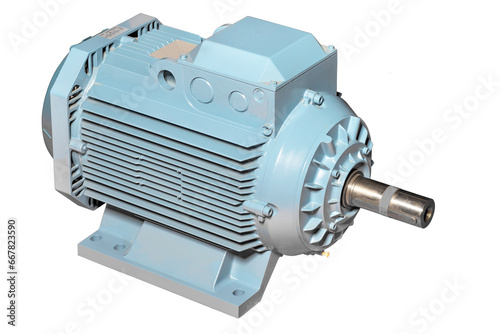 Obraz na płótnie Powerful stationary electric motor gray color. The image is isolated on a white background. w salonie
