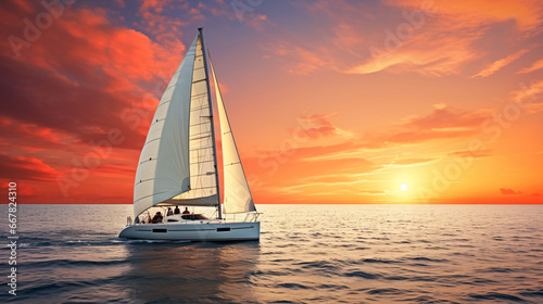 Luxurious Sunset Soiree Friends Reveling in Champagne and Laughter Aboard a Catamaran Yacht