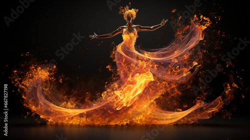 Ephemeral dance of flames  captured in a 3D dynamic sculpture  radiant colors  intricate fractal patterns